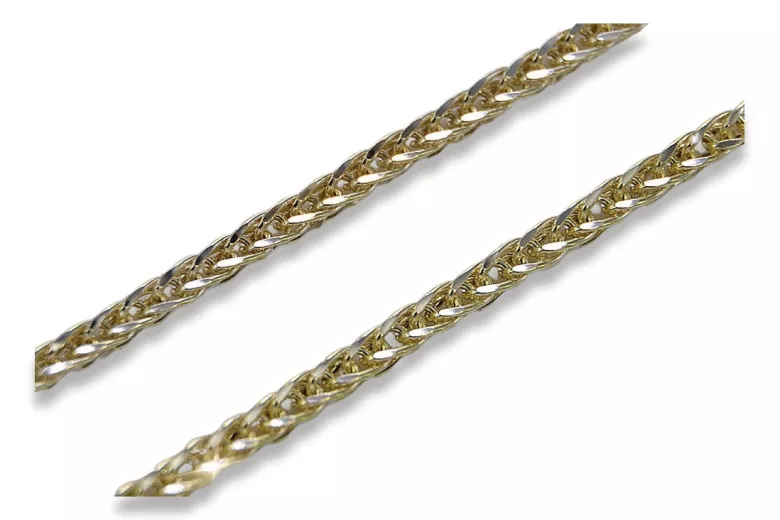 Italian yellow white 14k gold Spiga chain cc035yw