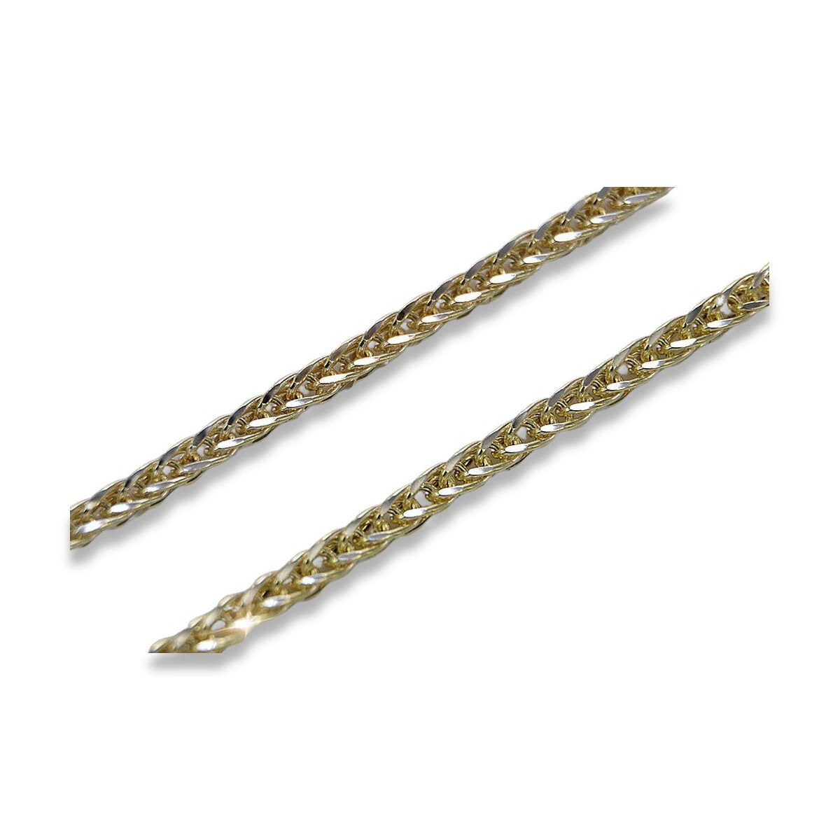 Italian yellow white 14k gold Spiga chain cc035yw