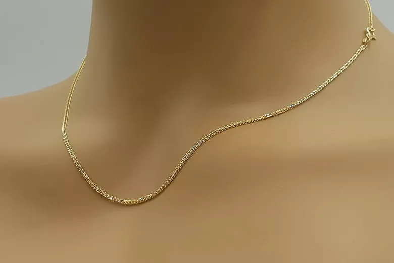 Italian yellow white 14k gold Spiga chain cc035yw