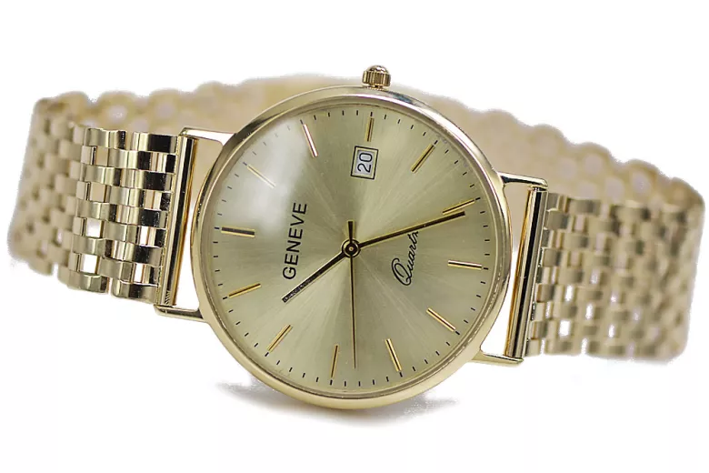 Reloj de oro para hombre Geneve ★ zlotychlopak.pl ★ Pureza de oro 585 333 Precio bajo!