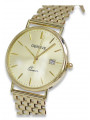 Goldene Herrenuhr Geneve ★ zlotychlopak.pl ★ Gold Reinheit 585 333 Niedriger Preis!