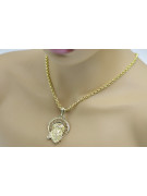 14k 585 Gold Jesus pendant & Anchor chain pj008yL&cc003y