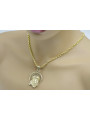 14k 585 Pendentif Jésus en or et chaîne d’ancrage pj008yL&cc003y