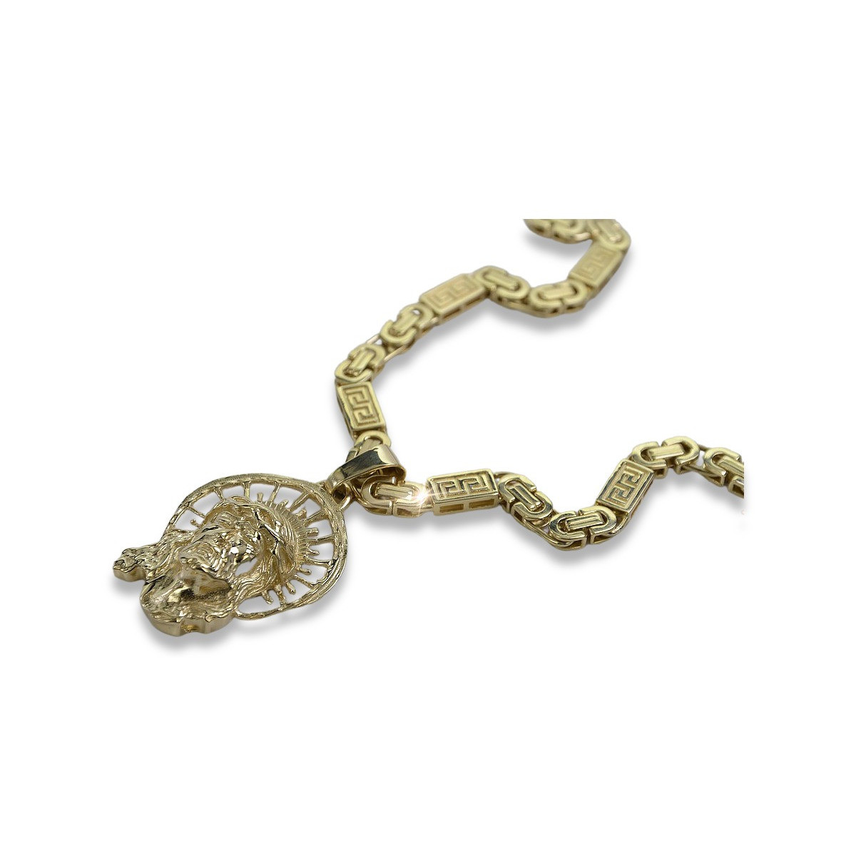 Pendentif en or Jésus 14k 585 chaîne royale byzantine pj008yL&cc050y