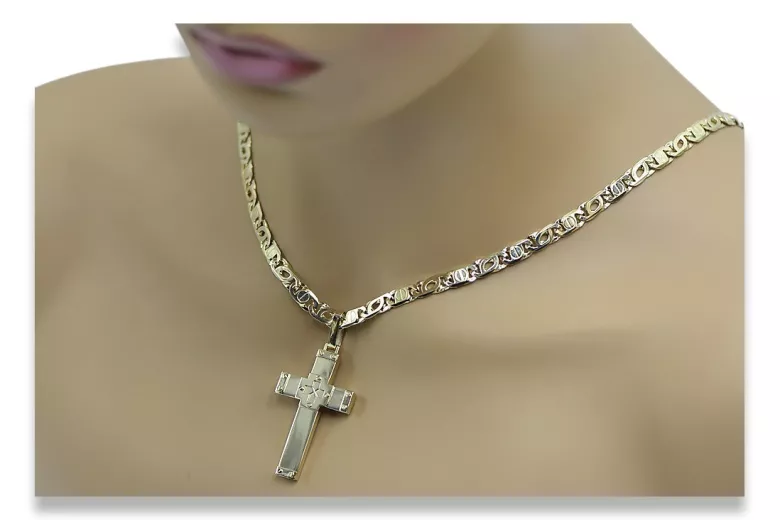 Italienische Gelbgold Katholische Kreuz & Kette ctc016yM&cc031y