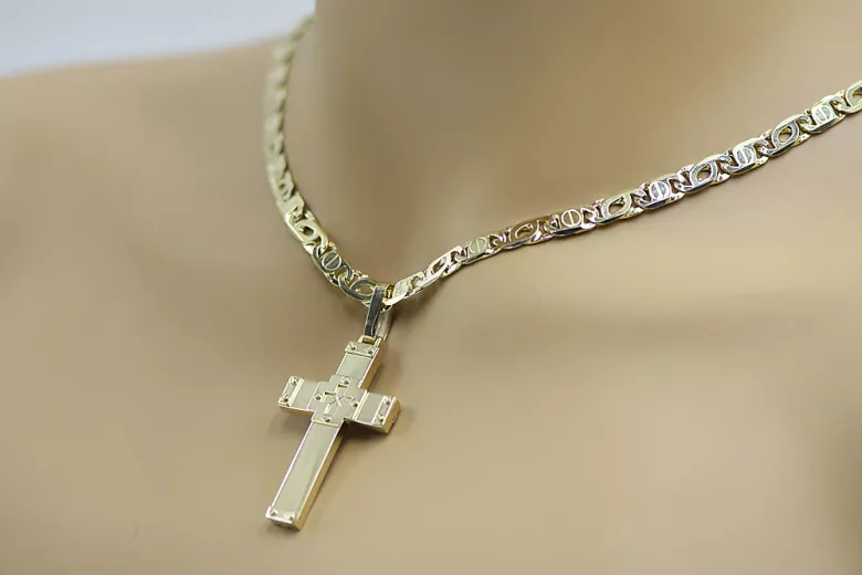 Italienische Gelbgold Katholische Kreuz & Kette ctc016yM&cc031y