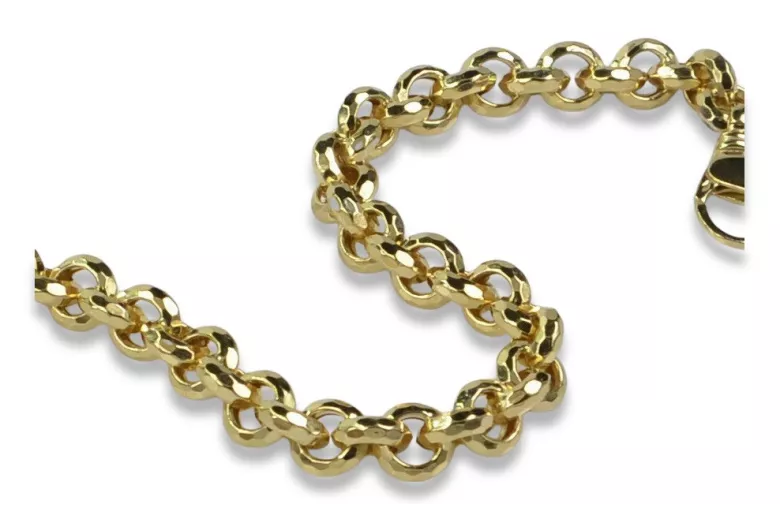 Italian yellow 14k gold Anchor diamondcut bracelet cb003y