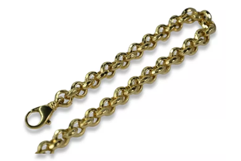 Italian yellow 14k gold Anchor diamondcut bracelet cb003y