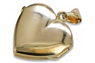 Złota zawieszka 14k 585 medalion serce na zdjęcie włoski styl cpn043y