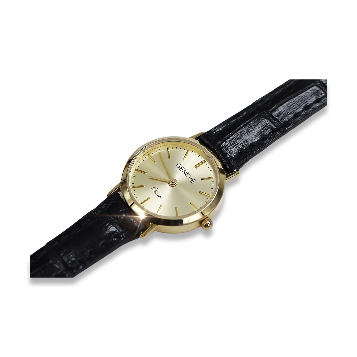 Gold men's watch Geneve ★ zlotychlopak.pl ★ Gold purity 585 333 Low Price!