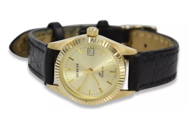 Gelbgold 14k Rolex Stil Damenuhr Geneve lw020y