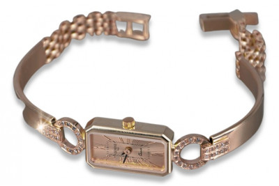 Italienische russische Damenuhr aus Roségold, Geneve Lady Gift lw046r