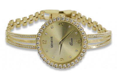 Итальянский желтый Русский золото женские часы Geneve Lady Gift lw108