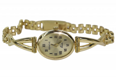 Italienische Damenuhr aus Gelbgold, Geneve Lady Gift lw089y