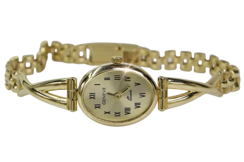 Italienische Damenuhr aus Gelbgold, Geneve Lady Gift lw089y