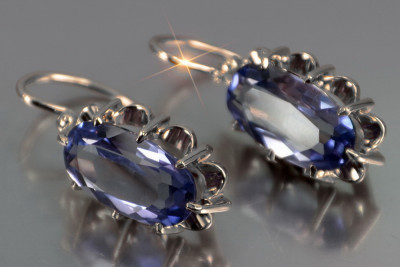 copia de oro rosa de plata soviético ruso chapado en oro 925 Alejandrita Rubí Esmeralda Zafiro Aguamarina Zircon ... Pendientes