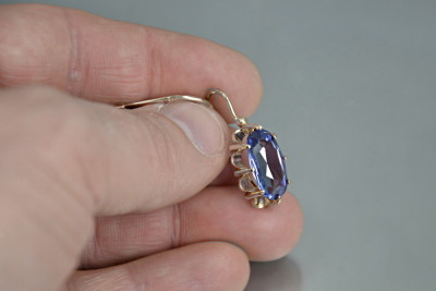 copy of Vintage silver rose gold plated 925 Alexandrite Ruby Emerald Sapphire Aquamarine Zircon ... earrings vec039sgp