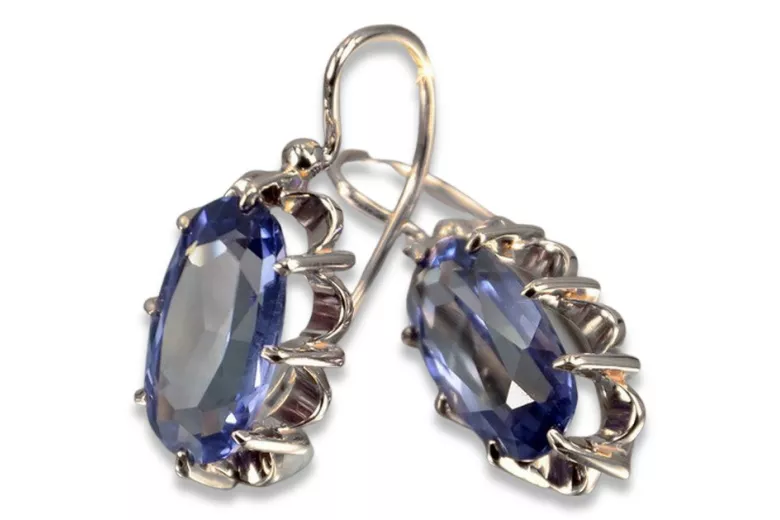 copie de russe soviétique argent rose plaqué or 925 Alexandrite rubis émeraude saphir aigue-marine zircon ... Boucles d’oreilles