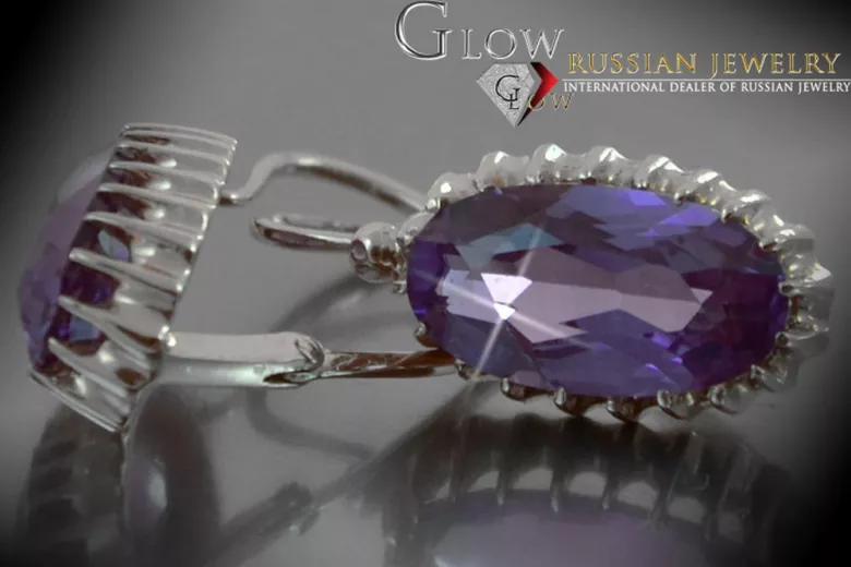 Russe soviétique argent rose or plaqué 925 Alexandrite Rubis Émeraude Saphir Aigue-marine Zircon ... Boucles d’oreilles Vec047SG