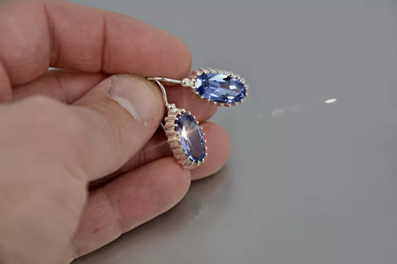 Russe soviétique argent rose or plaqué 925 Alexandrite Rubis Émeraude Saphir Aigue-marine Zircon ... Boucles d’oreilles Vec047SG