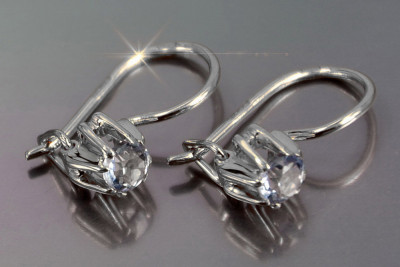 Vintage złote kolczyki srebro pozłacane 925 z aleksandrytem Rubinem Szafirem Szmaragdem Akwamarynem Cyrkoniami vec053s