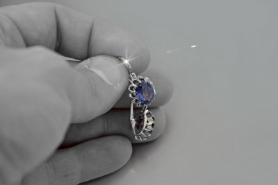 Vintage złote kolczyki srebro pozłacane 925 z aleksandrytem Rubinem Szafirem Szmaragdem Akwamarynem Cyrkoniami vec074s