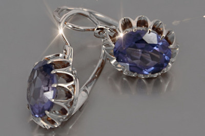 russe soviétique argent rose plaqué or 925 Alexandrite rubis émeraude saphir aigue-marine zircon ... Boucles d’oreilles