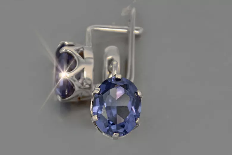 Russe soviétique argent 925 Alexandrite Rubis Émeraude Saphir Aigue-marine Zircon ... Boucles d’oreilles Vec111SG