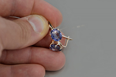 Російське радянське срібло 925 Олександрит Рубіновий Смарагдовий Сапфір Аквамарин Циркон ... Сережки VEC111SGP