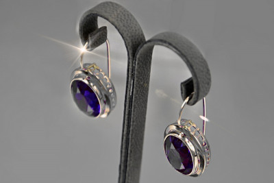 Rusă sovietică de argint 925 Alexandrite Ruby Smarald Safir Acvamarina Zircon ... cercei vec114s