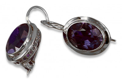 Vintage silver 925 Alexandrite Ruby Emerald Sapphire Aquamarine Zircon ... earrings vec114s