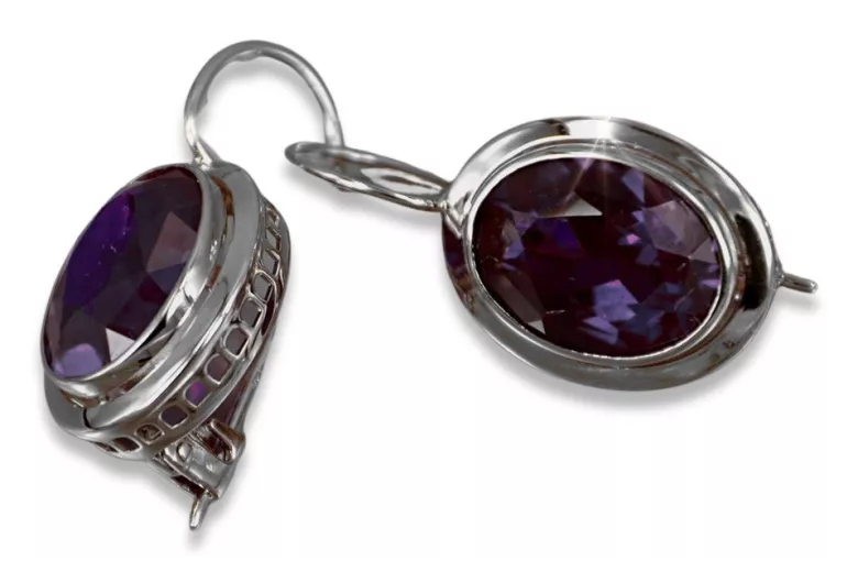 Russe soviétique argent 925 Alexandrite Rubis Émeraude Saphir Aigue-marine Zircon ... Boucles d’oreilles vec114s