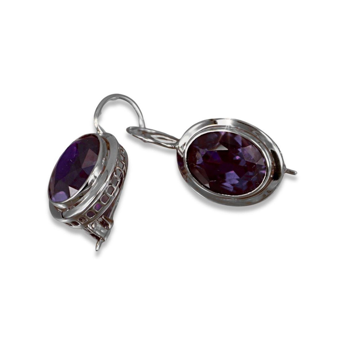 Russe soviétique argent 925 Alexandrite Rubis Émeraude Saphir Aigue-marine Zircon ... Boucles d’oreilles vec114s