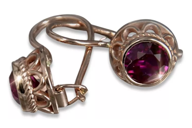 Russe soviétique argent rose or plaqué 925 Alexandrite Rubis Émeraude Saphir Aigue-marine Zircon ... Boucles d’oreilles VEC117RP