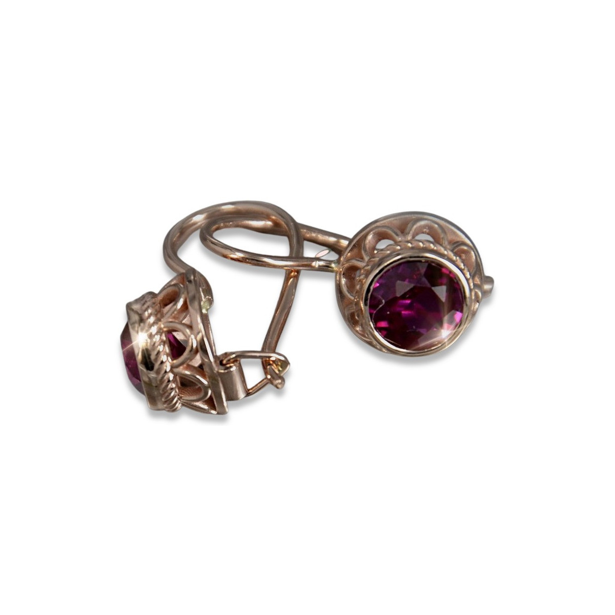 Russe soviétique argent rose or plaqué 925 Alexandrite Rubis Émeraude Saphir Aigue-marine Zircon ... Boucles d’oreilles VEC117RP