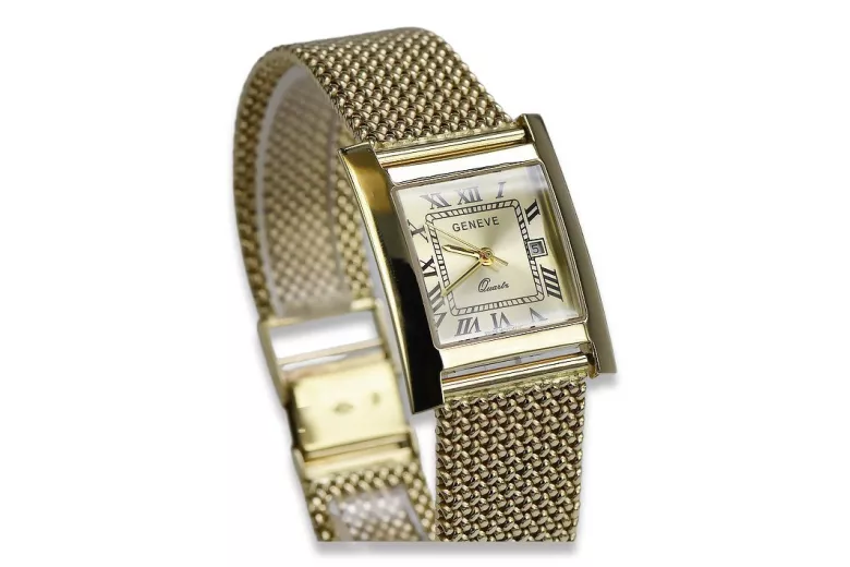 Gold men's watch Geneve ★ zlotychlopak.pl ★ Gold purity 585 333 Low Price!