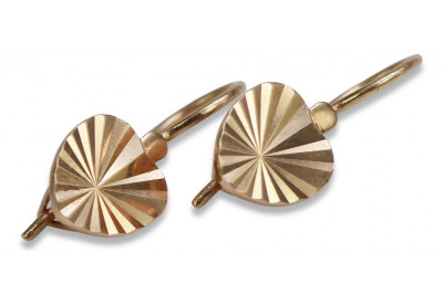 Autentyczne 14k Różowe Złote Kolczyki Vintage z Motywem Liścia Bez Kamieni ven113