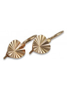 "Ancienne boucles d'oreilles feuille en Or rose 14 carats d'origine, Pas de pierres" ven113