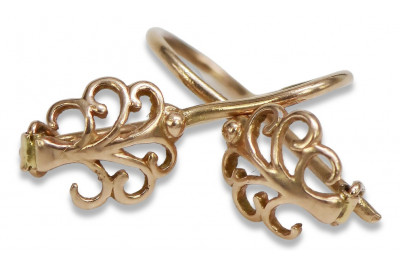 "Bijoux vintage Pas de pierres, Boucles d'oreilles feuille en Or rose 14 carats" ven201