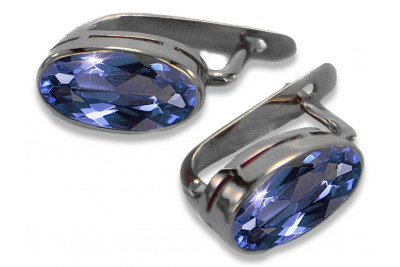 Russe soviétique argent 925 Alexandrite Rubis Émeraude Saphir Aigue-marine Zircon ... Boucles d’oreilles Vec001s