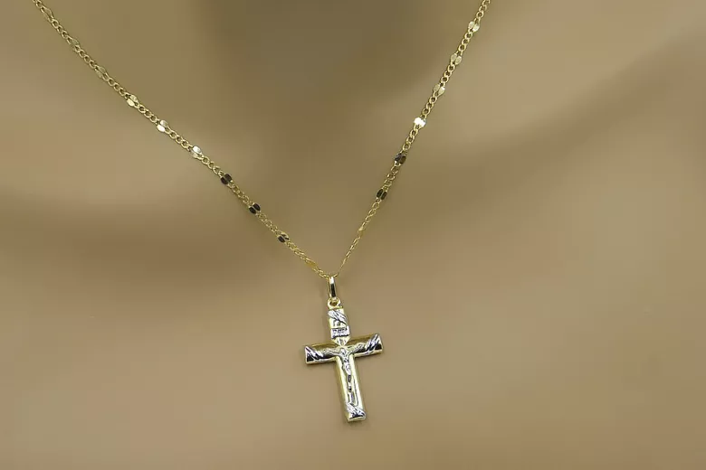 Golden Catholic Cross ★ russiangold.com ★ Gold 585 333 Low price