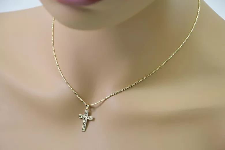 Cruz ★ Católica de Oro russiangold.com ★ Oro 585 333 Precio bajo