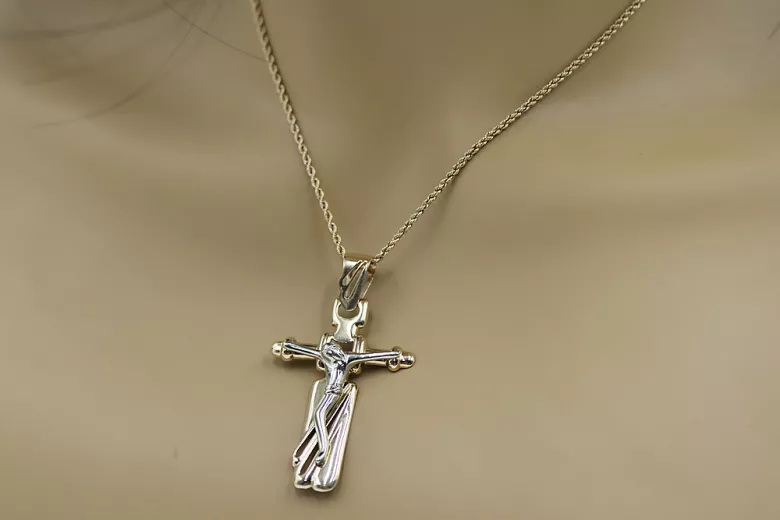 Golden Catholic Cross ★ russiangold.com ★ Gold 585 333 Low price