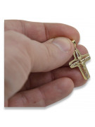 "Exquisites 14K Gelb- & Weißgold 585 Italienisches Jesus Kreuz im Katholischen Stil" ctc009yw