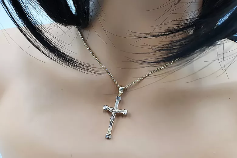 Golden Catholic Cross ★ russiangold.com ★ Gold 585 333 Low price