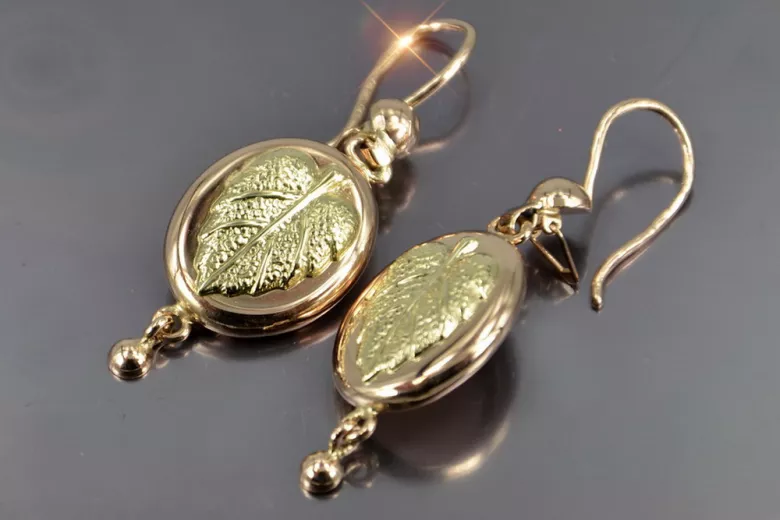 "Boucles d'oreilles vintage d'origine en or rose 14 carats 585, Pas de pierres" ven045