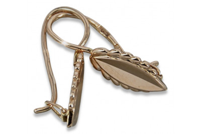 "Exklusive Vintage-Blatt Ohrringe in 14k 585 Roségold - Keine Steine" ven078