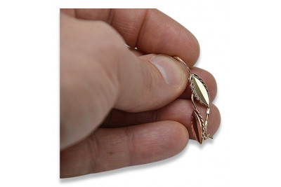 "Exklusive Vintage-Blatt Ohrringe in 14k 585 Roségold - Keine Steine" ven078