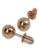 "Classic 14K 585 Rose Gold Vintage Ball Earrings - No Stones Edition" ven085