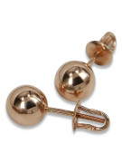 "Classic 14K 585 Rose Gold Vintage Ball Earrings - No Stones Edition" ven085